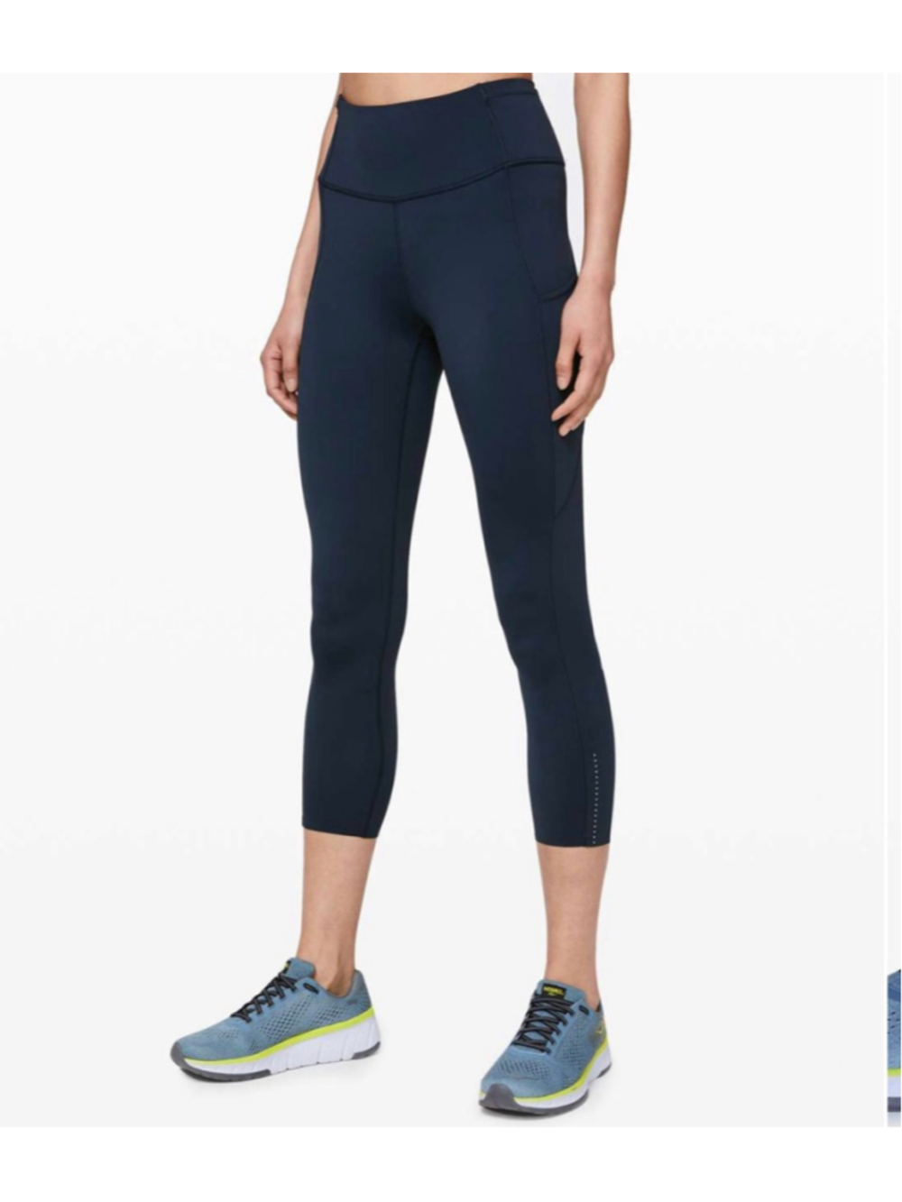 Women's Lululemon Fast and Free High-Rise Crop 23" Fleece Navy Leggings Size 0